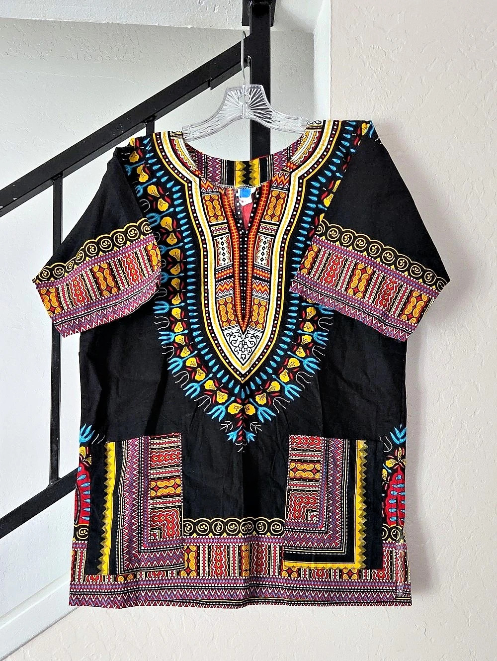 Mama & Papa Tribal Tunic in Black & Multicolor Size Small